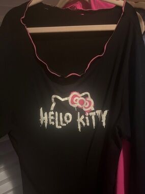 Hello Kitty Black Shirt with Pink Bow and White Logo